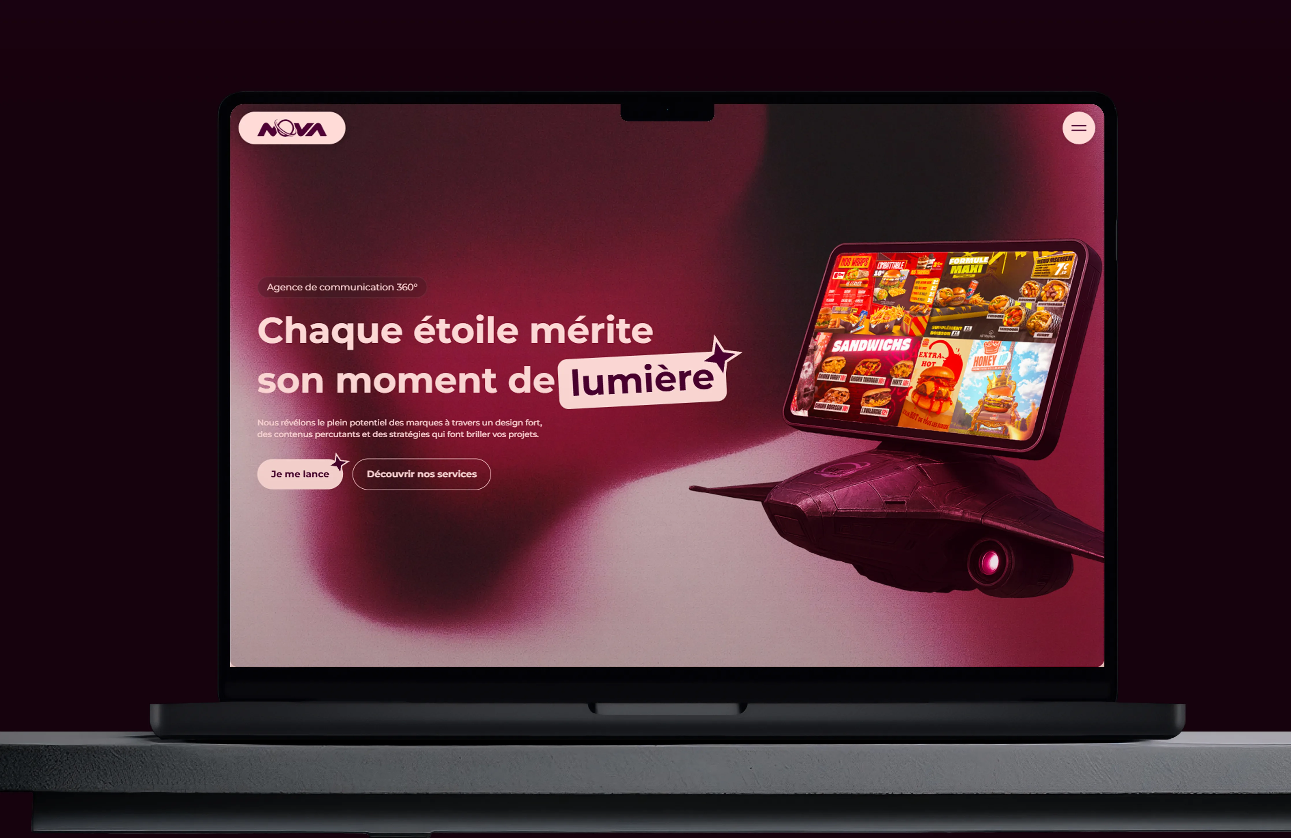 Site Nova Créa (site vitrine - agence de design) réalisé par Kawn Studio